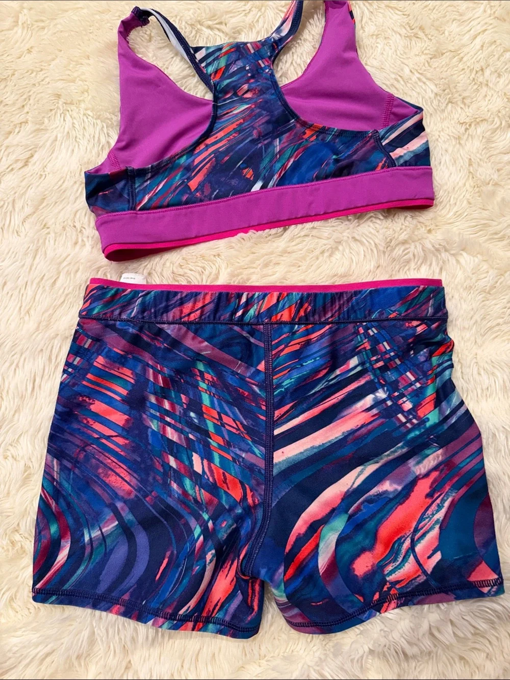 Reebok Girls' Vibrant Blue and Pink Rashguard Set